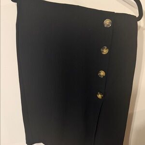 Sophisticated Black Button-Accent Pencil Skirt